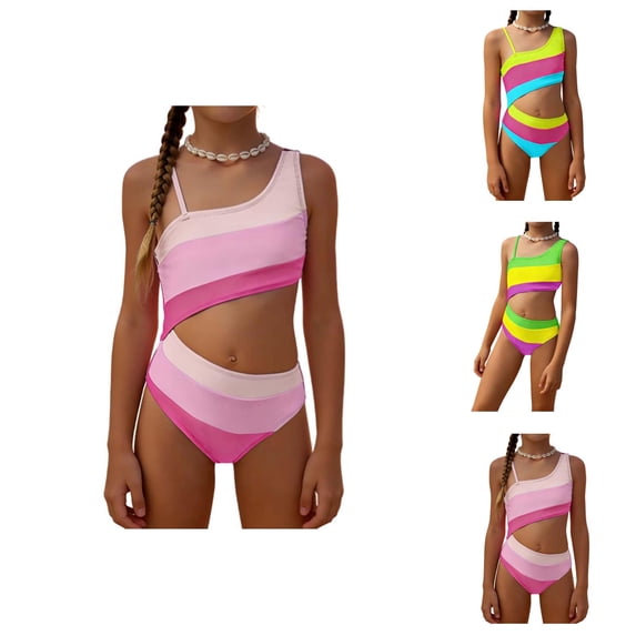 Girls Swimsuit Stretch Swimsuit Girls Bathing Suit for Swimming Pool and Beach Sun Protective Stretch Fabric Durable Performance Swimwear for Kids