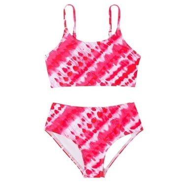 Girls Swimsuit Summer Kids Split Bikini 2 Pack Tie-Dye Camisole Top and Brief Hot Spring Bathing Suit Swimwear Swim Suit Size 3-4