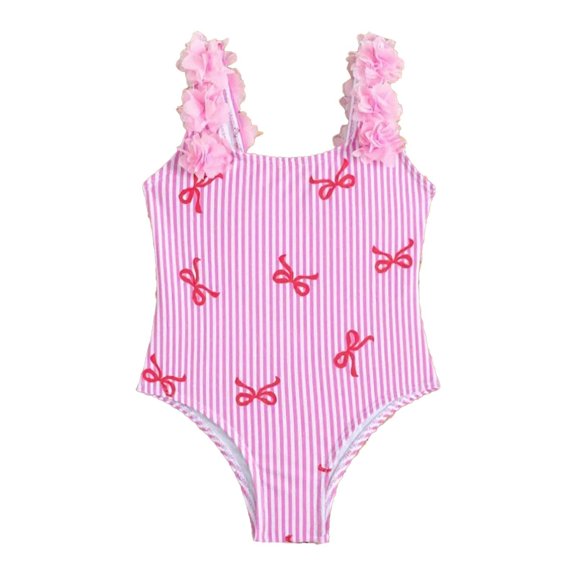 Girls Swimsuit Sun Protection Toddler Girl's Bow Cut Out One Piece Swimsuits One Piece Bathing Suit