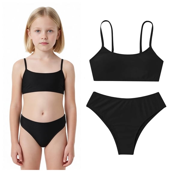 Girls Swimsuit Two Piece Adjustable Straps Girls Bathing Suits with Chest Pad Bathing Suits for Girls 8 Years