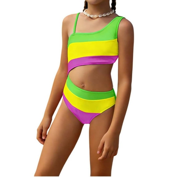 Girls Swimsuit Two Piece Bathing Suit Swimsuits for Swimming Pool Beach Sun Stretch Swimwear 11-12 Years