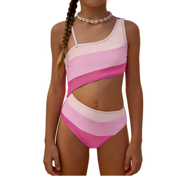 Girls Swimsuit Two Piece Bathing Suit Swimsuits for Swimming Pool Beach Sun Stretch Swimwear 6-7 Years