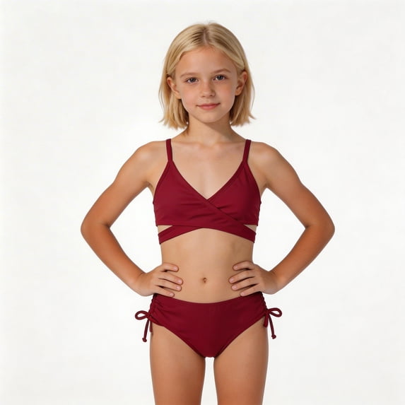 Girls Swimsuit Two Piece Bikini Sets Quick Drying Swimwear Kids Bathing Suits 10-11 Years