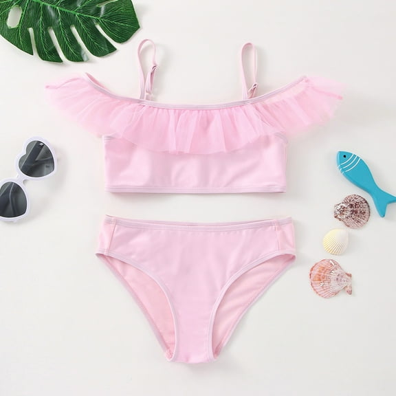 Girls Swimsuit Two Piece Hot Stamping Children's Swimwear Girls Beachwear