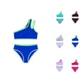 thumbnail image 1 of Girls Swimsuit Two Piece One Shoulder Bathing With Chest Pad Color Bikini 7 16 Years, 1 of 7