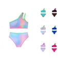 thumbnail image 1 of Girls Swimsuit Two Piece One Shoulder Bathing With Chest Pad Color Bikini 7 16 Years, 1 of 7