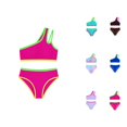 thumbnail image 1 of Girls Swimsuit Two Piece One Shoulder Bathing With Chest Pad Color Bikini 7 16 Years, 1 of 7