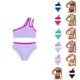 thumbnail image 1 of Girls Swimsuit Two Piece One Shoulder Bathing With Chest Pad Color Bikini 7 16 Years, 1 of 7