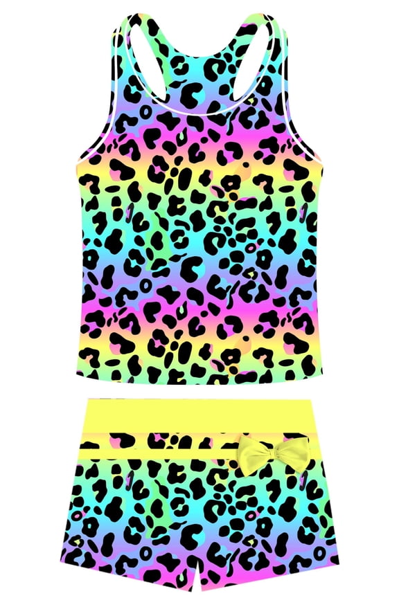 Girls Swimsuit Two Piece Set Tankini Crop Top Swim Shorts Bathing Suit Sizes 4-5T