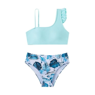 Girls Swimsuit Two Pieces Bikini Set Ruffle Bathing Suits Bikini Swimwear Little Kid Bathing Suits Toddler Guard Set Girl Girls Swim Suits Toddler Swim Tops for Girls 4t Girl Bathing Suit