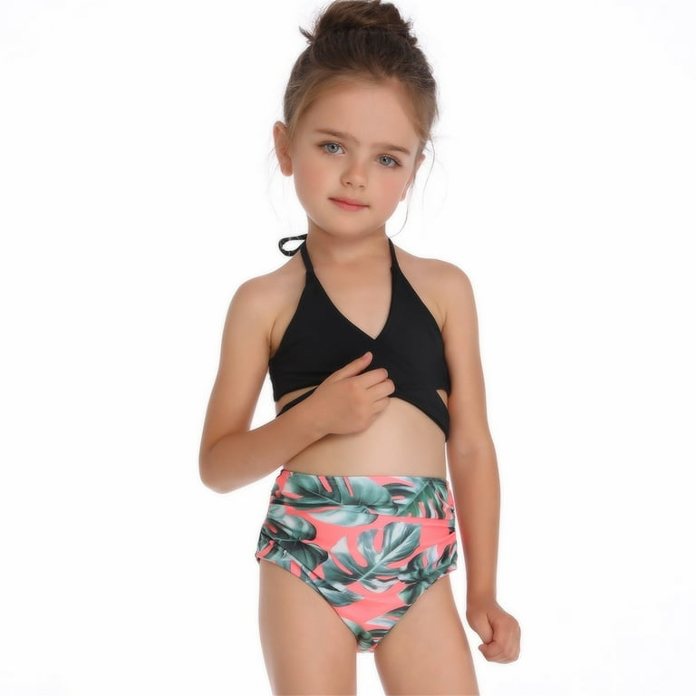 Girls Swimsuit Two Pieces Bikini Set Ruffle Bathing Suits Girls Ruffles Floral Print Two Pieces Swimsuit Bathing Suit Beach Wear Swimwear Bikini Set Color Pink Size 8 10 Years Walmart