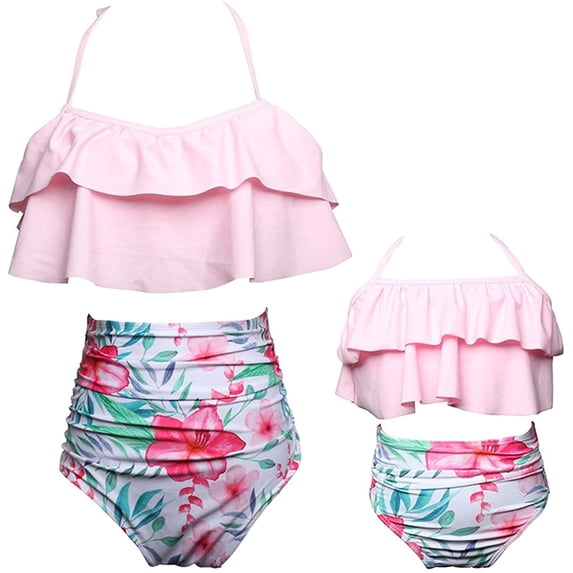 Girls Swimsuit Two Pieces Bikini Set Ruffle Falbala Swimwear Bathing Suits