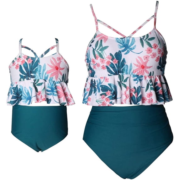Girls Swimsuit Two Pieces Bikini Set Ruffle Falbala Swimwear Bathing Suits