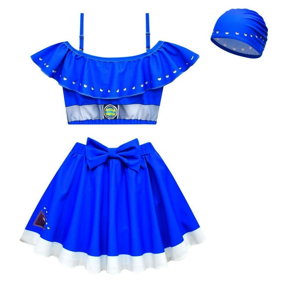 Girls Swimsuit Two Pieces Ruffle Bathing Suit Alien Cheerleader Swimwear