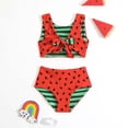 thumbnail image 1 of Girls Swimsuit Watermelon Print Bow Reversible Tankini Bikini 2 Piece Beach Bathing Suits for Girls Red 3 Years-4 Years, 1 of 7