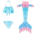 thumbnail image 1 of Girls Swimsuits 10-12 Sea Maiden Tails Rainbow Printed Bathing Suit Ruffle Bikini Tops Shorts Tails 3 Piece Swimwear Outfits X03 Green 8-9 Years, 1 of 2
