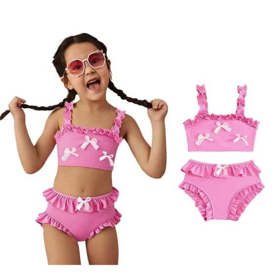 Girls Swimsuits 2 Piece Bikini Beach Bow Bathing Suit Girls Summer Swimsuit Girl Swimsuit 6-7 Years