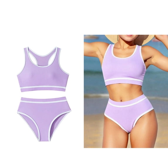 Girls Swimsuits 2 Piece Bikini Sets Beach Color Block Bathing Suit Girls Summer Swimsuit Kids Bathing Suits for Girls Size 8-9 Years