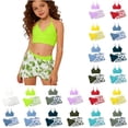 thumbnail image 1 of Girls Swimsuits 3 Piece Bathing Suit Hawaiian Print Bikini Set with Cover Up Skirt Beach Swimwear Light Purple 9 Years-10 Years, 1 of 8