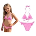 thumbnail image 1 of Girls Swimsuits Backless Halter 2 Piece Girls Bikini Sets with Solid Color Swimsuit Kids 7-8 Years, 1 of 7