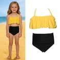 thumbnail image 1 of Girls Swimsuits Backless Halter Two Piece Bikini Set with Chest Pad Bathing Suits for Girls 3-4 Years, 1 of 6