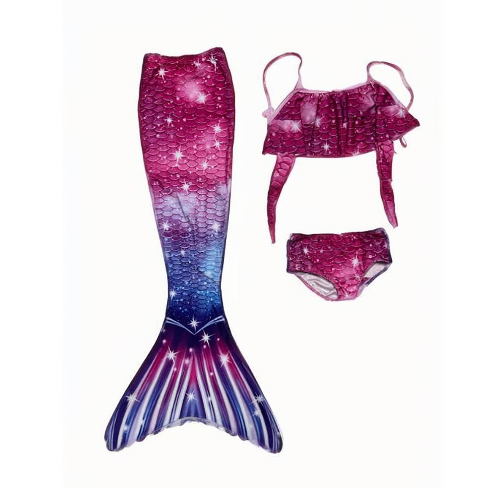 Girls Swimsuits Bathing Suits Bikini Fish Set Swimwear Dark Purple ...