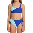 thumbnail image 1 of Girls Swimsuits Bikini Set 2 Pieces Color Block Bikini with Adjustable Shoulder Strap Girls Bathing Suit /Blue/14Y, 1 of 4