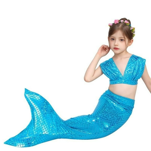 Girls Swimsuits Bikini Sets Toddler Kids Girls Sling Bikini Print Top Shorts Sets Swimwear Bathing Suits Summer Beach Outfit Three Bathing Suits for 3-11 Years