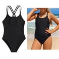 thumbnail image 1 of Girls Swimsuits Crossback 1 Piece Bathing Suit Quick Dry Beach Swimwear with Adjustable Straps Girls Bathing Suits Size 9-10 Years, 1 of 7