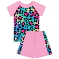 thumbnail image 1 of Girls Swimsuits Cute 2 Piece Bathing Suit Children Kids Short Sleeve Shorts Leopard Heart Printed Set Summer Beach Swim Suit Girls' Swimwear Pink Size 5-6 Years, 1 of 8