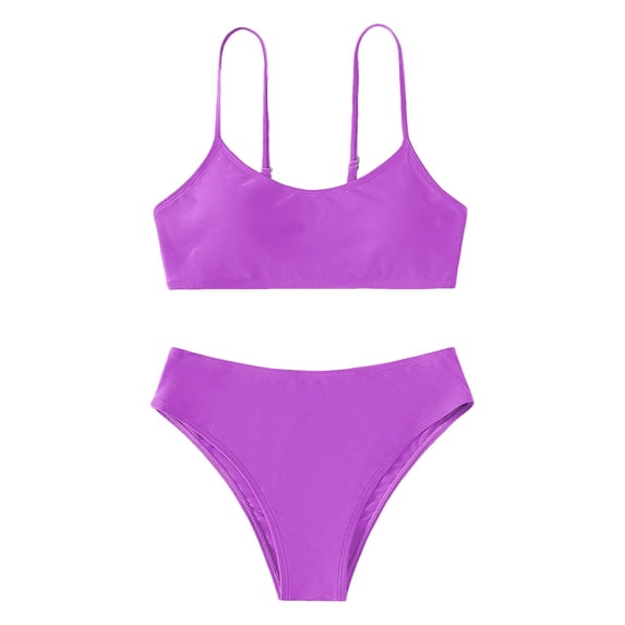 Girls Swimsuits Girls Multi Color Strapless Swimsuit Little Cute Bikini For Big Kids Sport Outfits Purple 13 Years-14 Years