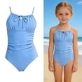 thumbnail image 1 of Girls Swimsuits Halter 1 Piece Bathing Suit Quick Dry Summer Swimwear Ruched Bathing Suit for Girls 7-8 Years, 1 of 5