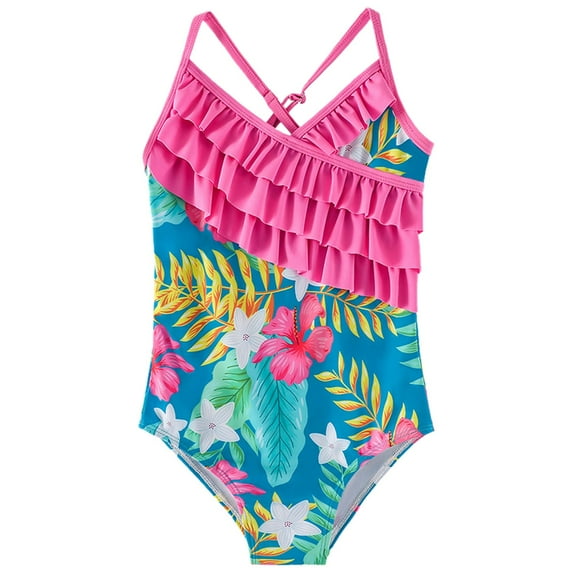 Girls Swimsuits Middle And Senior Children Ruffled Edge Summer Beach Children's Hot Spring Swimwear for Girls Size 8-9T