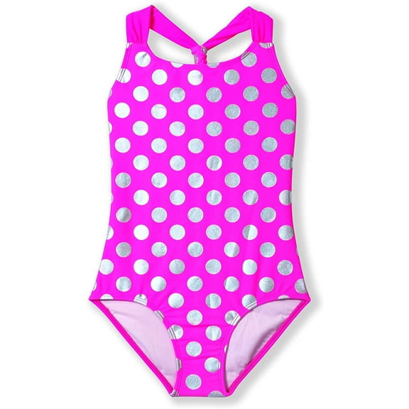 Girls Swimsuits One Piece Crossback Swimwear Beach Bathing Suit 3-14 Years
