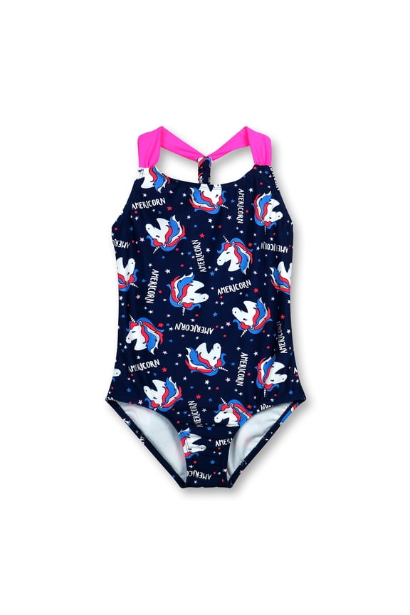 Girls Swimsuits One Piece Crossback Swimwear Beach Bathing Suit 3-14 Years