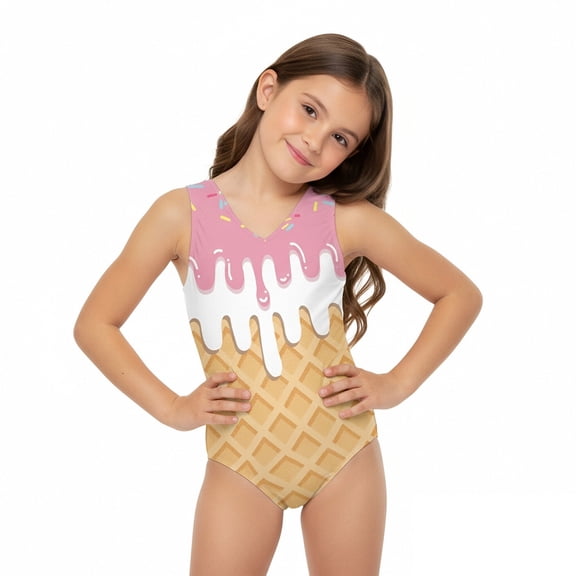 Girls Swimsuits One Piece Cute Athletic Swimwear Summer Training Gymnastics Kids Youth Performance Practice Bathing Suit Pink Size 7-8 Y