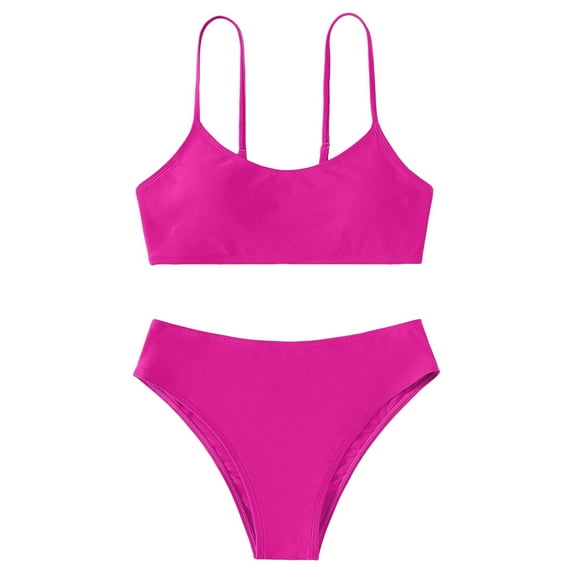 Girls Swimsuits Plain Color Girls Swimsuit with Shorts Girls' Two-Piece Swimwear Kids Bikini for Teen Girl 10-11 Years