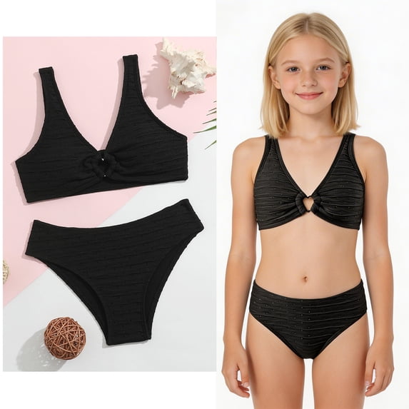 Girls Swimsuits Quick Dry 2 Piece Girls Swim Suit with Chest Pad Kids Girl Bathing Suits 8 Years
