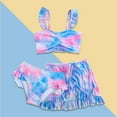 thumbnail image 1 of Girls Swimsuit Set 3 Piece Beach Bikini Swimsuits Set with Cover up Skirt Cute Printed Kids Bathing Suits 7-8 Years, 1 of 5