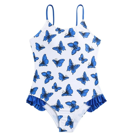 Girls Swimsuits Size 10-12 Adjustable Suspend Swimwear Tie Dye Heart Graphic Printed Swimsuit,4-5 Years（Blue）