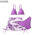 thumbnail image 1 of Girls Swimsuits Size 10-12 Cute Ruffle Princess Bikini Set Adjustable Straps Tankini Sets 3 Piece Tropical Printed Girls Bathing Suits Size 14-16, 1 of 4