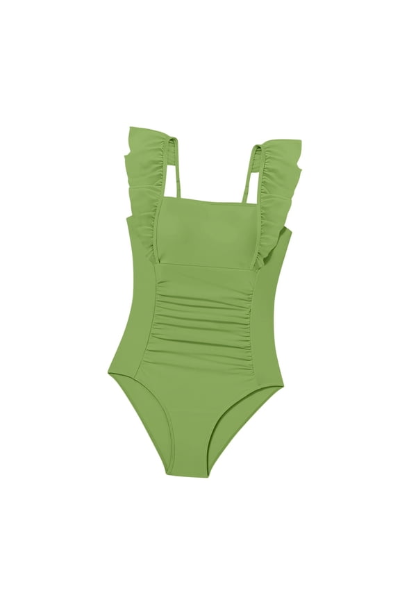 Girls Swimsuits Size 10-12 One Piece Girls Swimsuit One Piece Bathing Suit Color Contrast Trim Girls' Swimwear with Cover Up Skirt Size 9-16