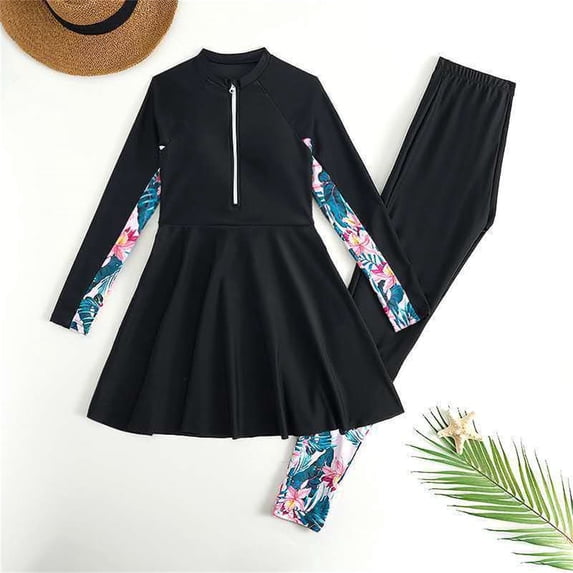 Girls Swimsuits Size 13-14Y Long Sleeve Swimwear Rash Guard Swim Pants Full Coverage Youth 2 Piece Outfits