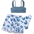thumbnail image 1 of Girls Swimsuits Size 14-16 3 Piece Quick Dry 3t Bathing Suit Girl Adjustable Straps Tropical Printed Bikini Sets for Teen Girls Cute Ruffle Ruched Side Girls Swimwear Tankini Summer Girl's Swimwear, 1 of 6