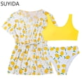 thumbnail image 1 of Girls Swimsuits Size 14-16 Cute Ruffle Bikini Set Adjustable Straps Tankini with Shorts 3 Pieces Contrast Trim Girls Bathing Suit, 1 of 7