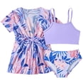 thumbnail image 1 of Girls Swimsuits Size 14-16 Cutout Girls' Bikini Sets Tie-Straps Tankini Set 3 Pieces Ruched Color Block Bathing Suits for Girls, 1 of 6