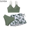 thumbnail image 1 of Girls Swimsuits Size 14-16 Rash Guard Bikinis for Adjustable Straps Tankini Set 3pcs Hawaiian Bathing Suit, 1 of 6
