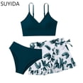 thumbnail image 1 of Girls Swimsuits Size 14-16 Rash Guard Girls' Swimwear Bikini Drawstring Bottoms Girls Swimwear Tankini 3-Piece Color Block Girls Bathing Suit&nbsp;size 12, 1 of 5