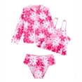 thumbnail image 1 of 3PCS Toddler Girl Bathing Suit 4T Ruffled Swimsuit Girls with Long Sleeve Rash Guard, 1 of 8