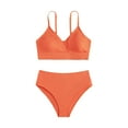 thumbnail image 1 of Girls Swimsuits Size 170 2 Piece Sport Solid High Waist Bikini Set Swimwear Teen Bathing Suits For Girls,Orange, 1 of 3